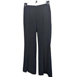 Vintage Cartise Womens Split Front Leg Flare Pants US 2 Black Y2K Side Zip